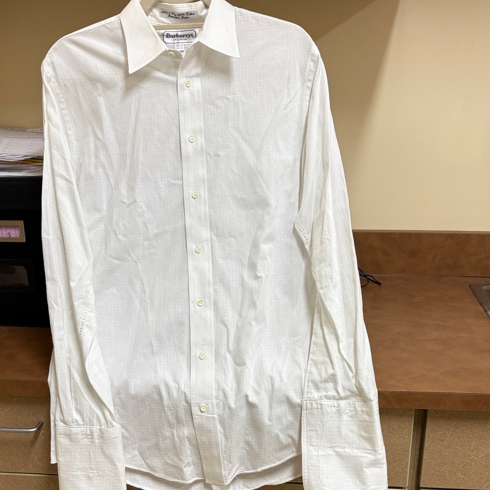Vintage‎ Burberrys of London Men's  White Button Dress Shirt With French Cuff